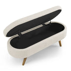 Banc de rangement ovale ottoman avec pieds en bois d'hévéa - 110,5L x 40,6l x 40,6H cm