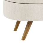 Banc de rangement ovale ottoman avec pieds en bois d'hévéa - 110,5L x 40,6l x 40,6H cm
