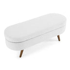 Banc de rangement ovale ottoman avec pieds en bois d'hévéa - 110,5L x 40,6l x 40,6H cm