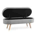 Banc de rangement ovale ottoman avec pieds en bois d'hévéa - 110,5L x 40,6l x 40,6H cm