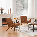 Fauteuil d'appoint en similicuir Mid-Century Modern avec pieds en bois massif