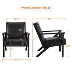 Fauteuil d'appoint en similicuir Mid-Century Modern avec pieds en bois massif
