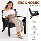 Fauteuil d'appoint en similicuir Mid-Century Modern avec pieds en bois massif