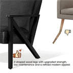Fauteuil d'appoint en similicuir Mid-Century Modern avec pieds en bois massif