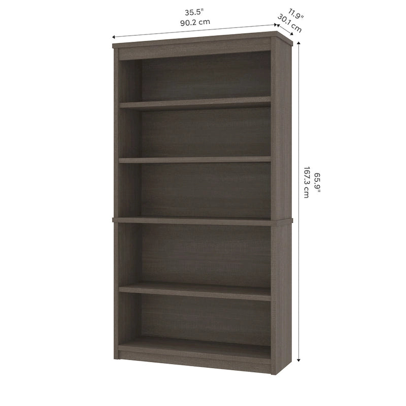 Bureau d'angle en U de 66 po avec huche, classeur latéral et bibliothèque
