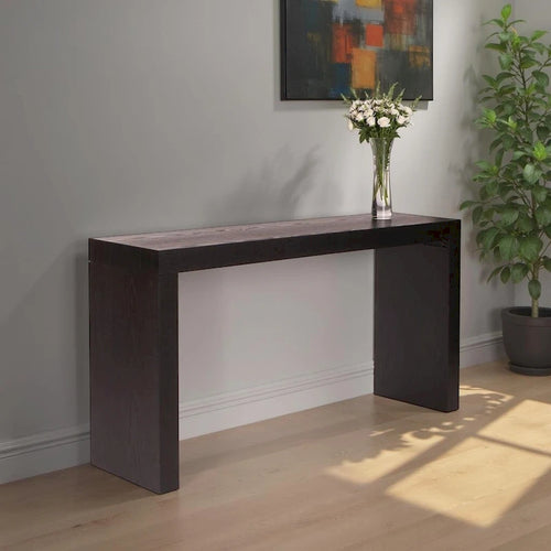 Console en placage de bois noir avec finition ébène, 147 cm