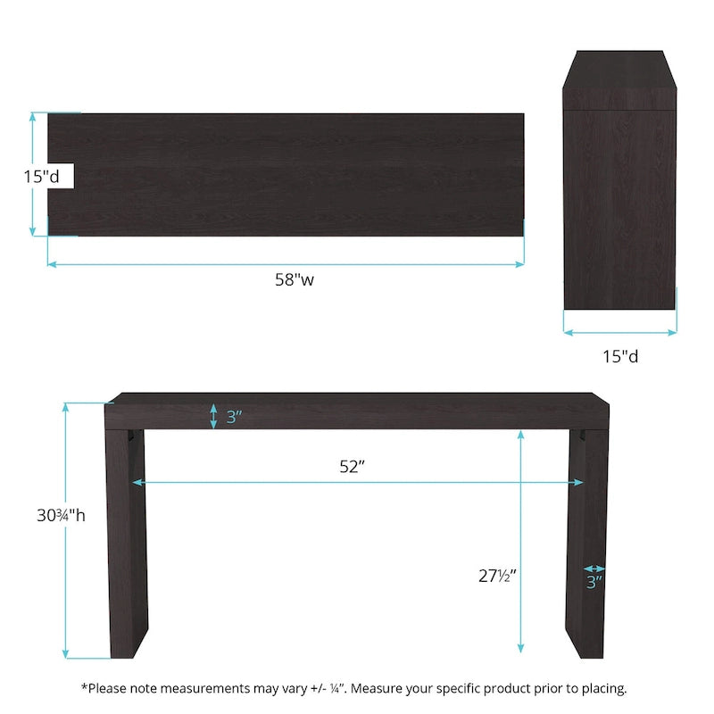 Console en placage de bois noir avec finition ébène, 147 cm