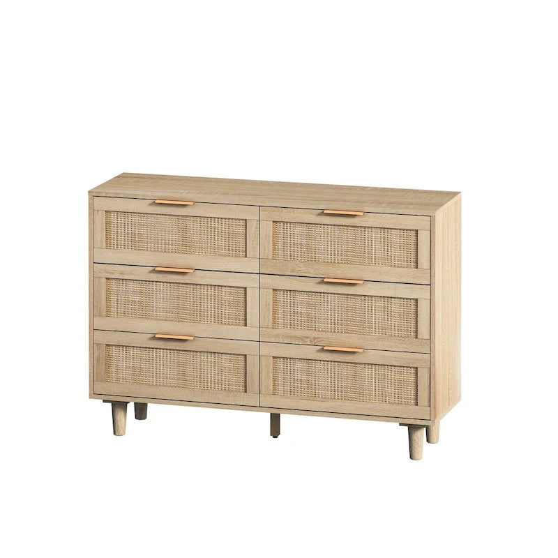Meuble de rangement 6 tiroirs en rotin - 43.31L x 15.75l x 29.53H