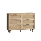 Meuble de rangement 6 tiroirs en rotin - 43.31L x 15.75l x 29.53H