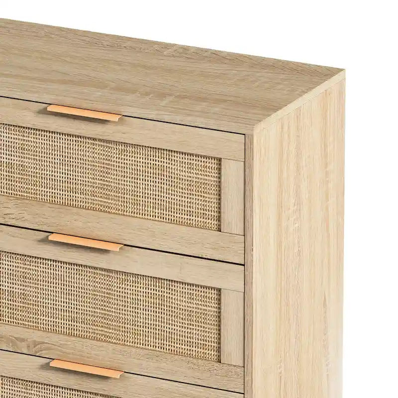 Meuble de rangement 6 tiroirs en rotin - 43.31L x 15.75l x 29.53H
