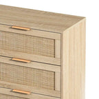 Meuble de rangement 6 tiroirs en rotin - 43.31L x 15.75l x 29.53H