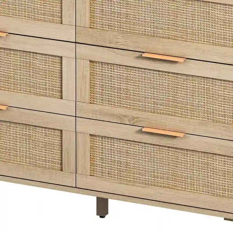 Meuble de rangement 6 tiroirs en rotin - 43.31L x 15.75l x 29.53H