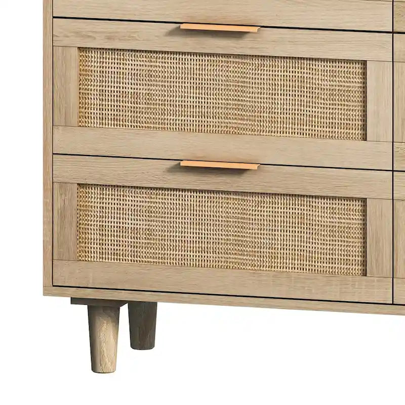 Meuble de rangement 6 tiroirs en rotin - 43.31L x 15.75l x 29.53H