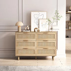 Meuble de rangement 6 tiroirs en rotin - 43.31L x 15.75l x 29.53H