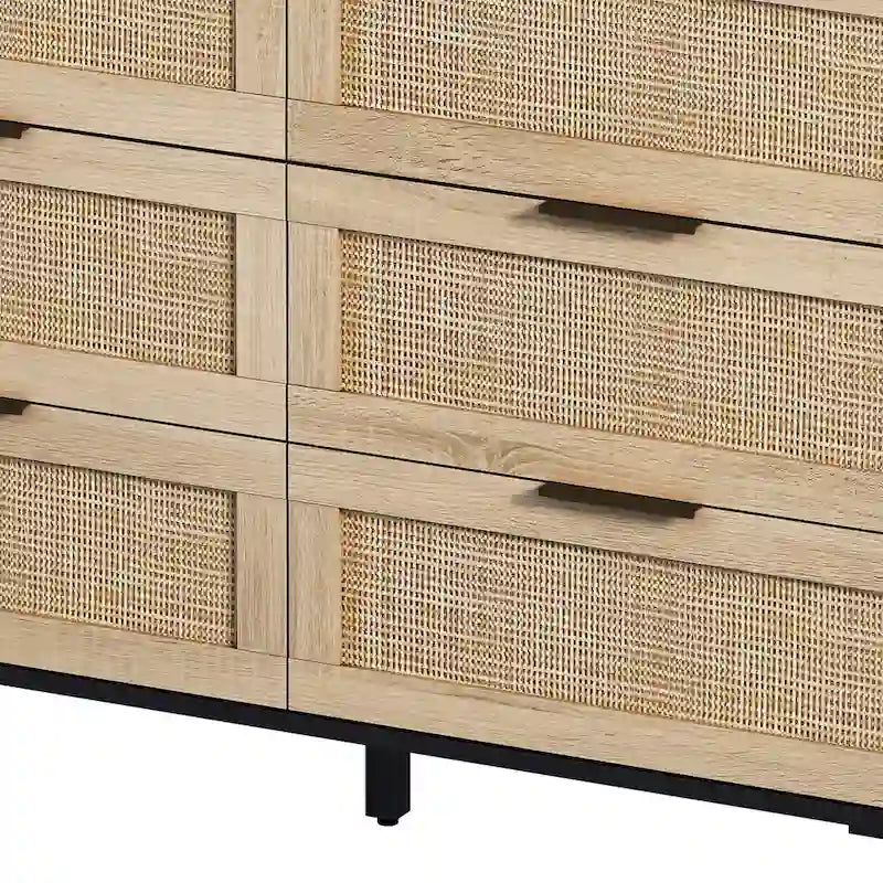 Meuble de rangement 6 tiroirs en rotin - 43.31L x 15.75l x 29.53H