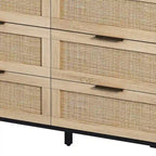 Meuble de rangement 6 tiroirs en rotin - 43.31L x 15.75l x 29.53H