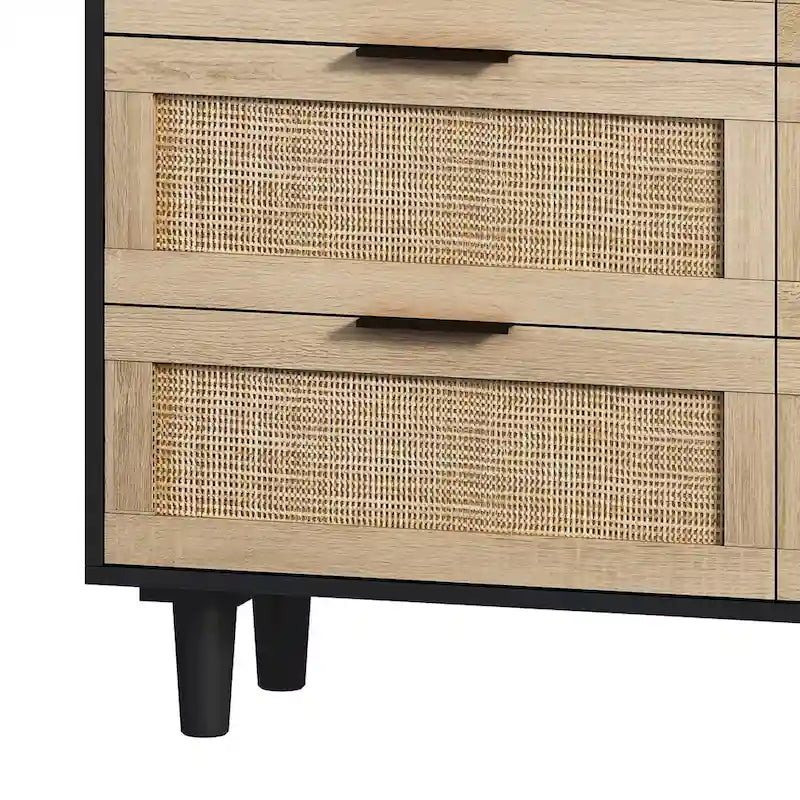 Meuble de rangement 6 tiroirs en rotin - 43.31L x 15.75l x 29.53H