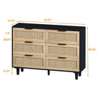 Meuble de rangement 6 tiroirs en rotin - 43.31L x 15.75l x 29.53H