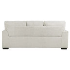 Canapé de 84 pouces avec chenille beige, clous décoratifs et coussins en mousse, structure en bois massif