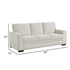 Canapé de 84 pouces avec chenille beige, clous décoratifs et coussins en mousse, structure en bois massif