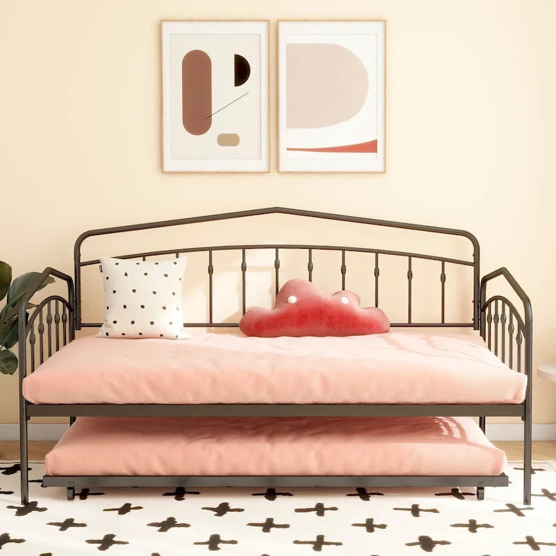 Calantha Modern Metal Twin Size Daybed with Trundle Space-Saving Sofa Bed by Christopher Knight Home