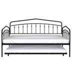 Lit de repos double moderne en métal avec lit gigogne, cadre en fer thermolaqué