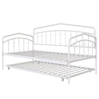 Lit de repos double moderne en métal avec lit gigogne, cadre en fer thermolaqué