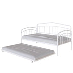 Lit de repos double moderne en métal avec lit gigogne, cadre en fer thermolaqué