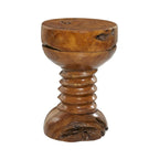Table d'appoint ronde en bois de teck massif faite à la main, marron