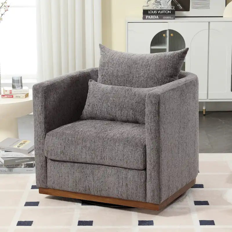 Fauteuil rond pivotant à 360 degrés en chenille pour salon