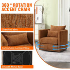 Fauteuil rond pivotant à 360 degrés en chenille pour salon
