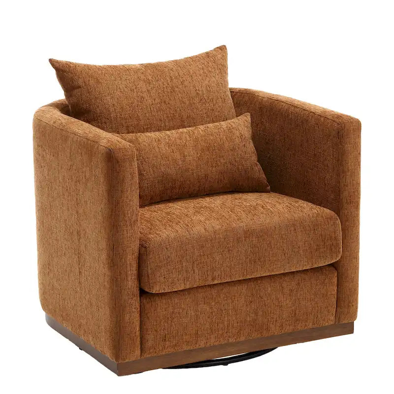 Fauteuil rond pivotant à 360 degrés en chenille pour salon