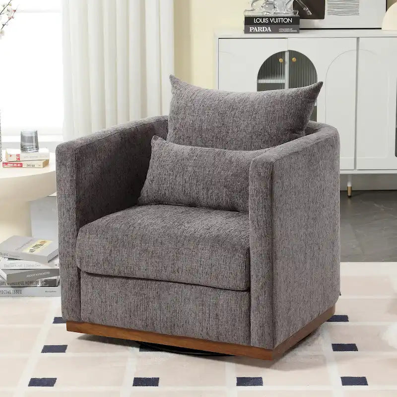 Fauteuil rond pivotant à 360 degrés en chenille pour salon
