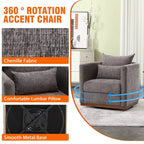 Fauteuil rond pivotant à 360 degrés en chenille pour salon