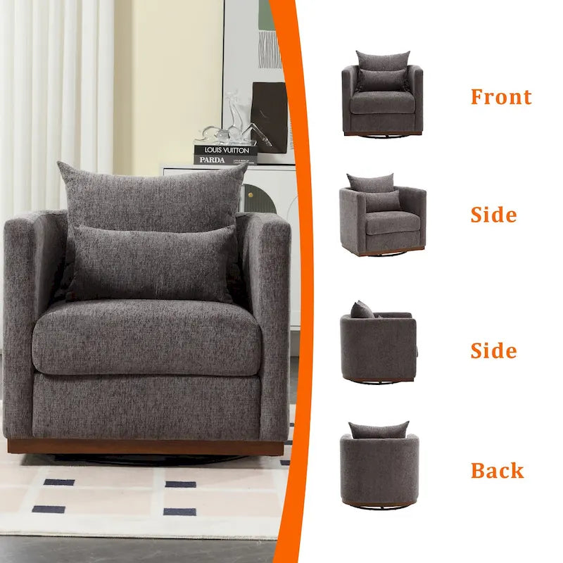 Fauteuil rond pivotant à 360 degrés en chenille pour salon