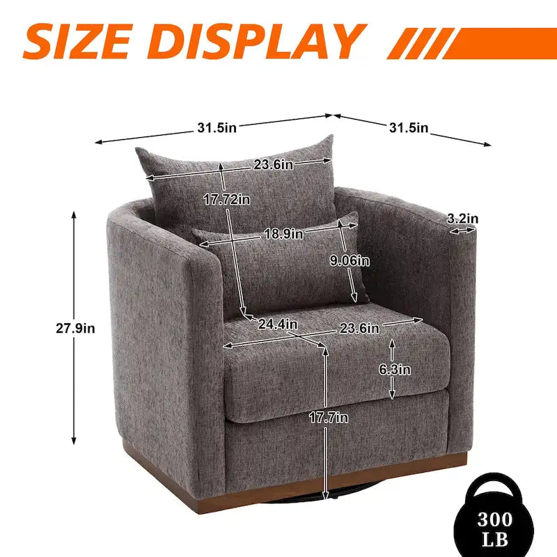 Fauteuil rond pivotant à 360 degrés en chenille pour salon