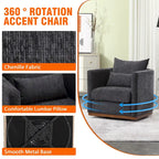 Fauteuil rond pivotant à 360 degrés en chenille pour salon
