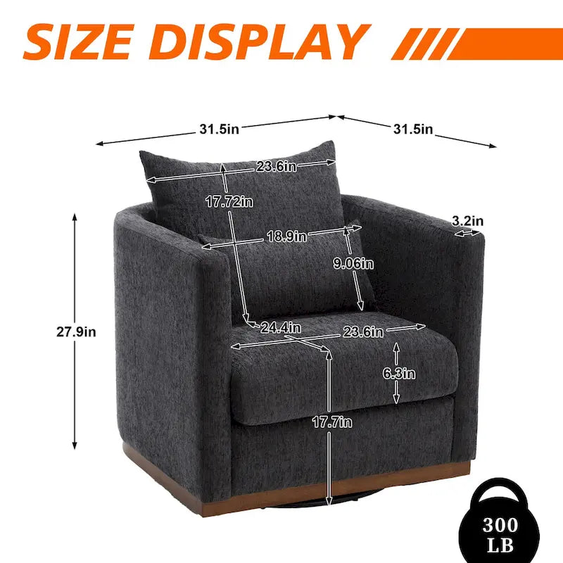 Fauteuil rond pivotant à 360 degrés en chenille pour salon