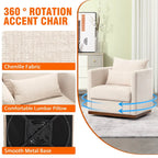 Fauteuil rond pivotant à 360 degrés en chenille pour salon