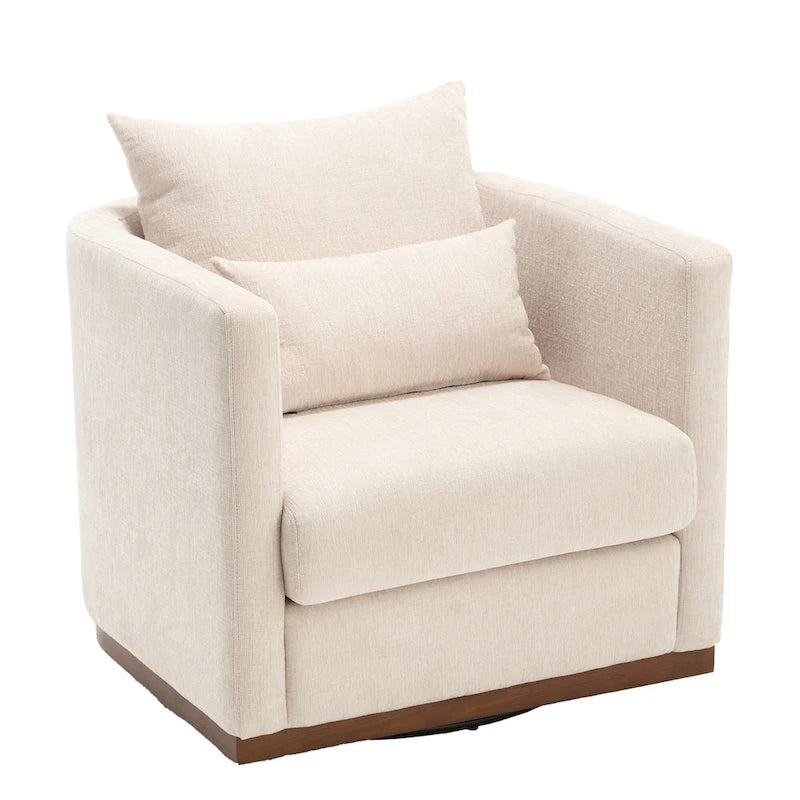 Fauteuil rond pivotant à 360 degrés en chenille pour salon